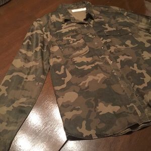 Rayon button up camo shirt